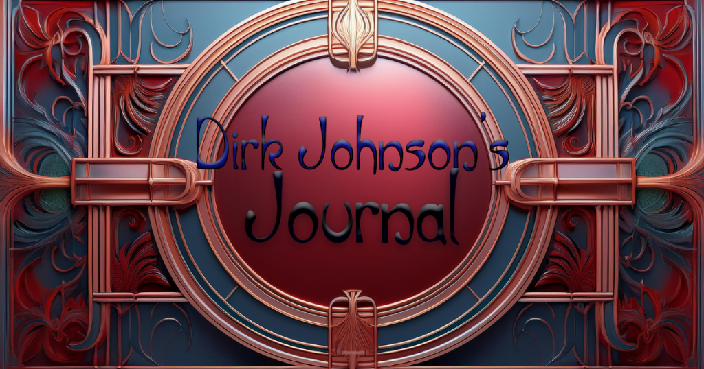 The text "Dirk Johnson's journal" set on on an Art Nouveau background in the P22 Art Nouveau font